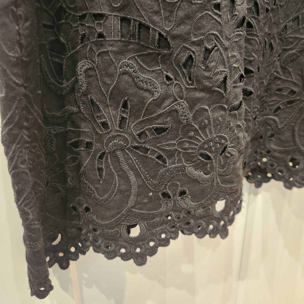 Theory Black Eyelet Midi Dress - Picture 4 of 8
